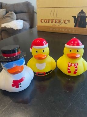 Holiday Rubber Duck Trio - Yellow, White & Festive Accents